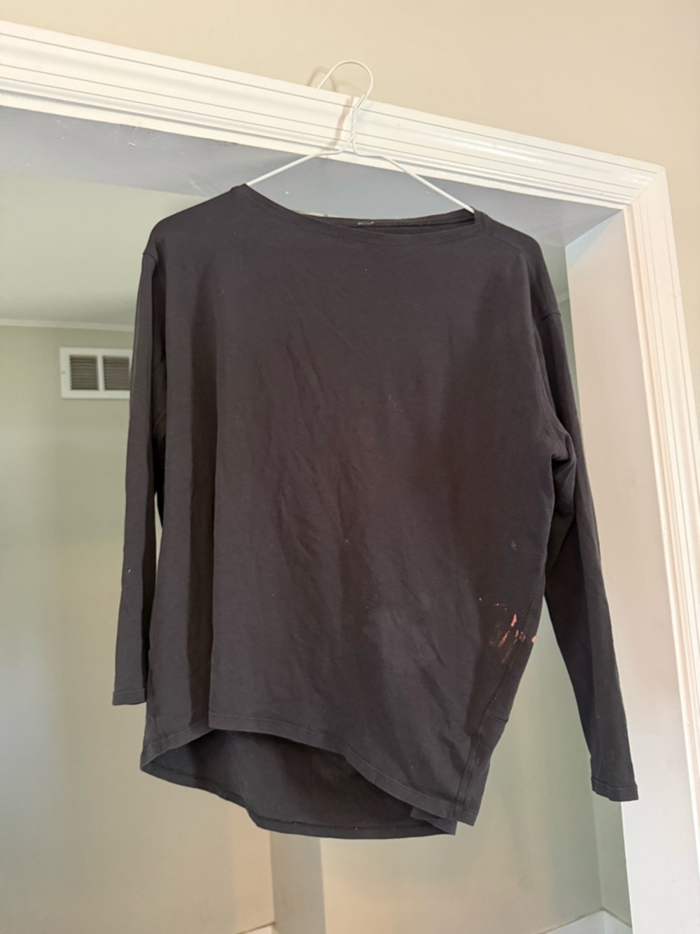 Lululemon black long sleeve shirt with stain